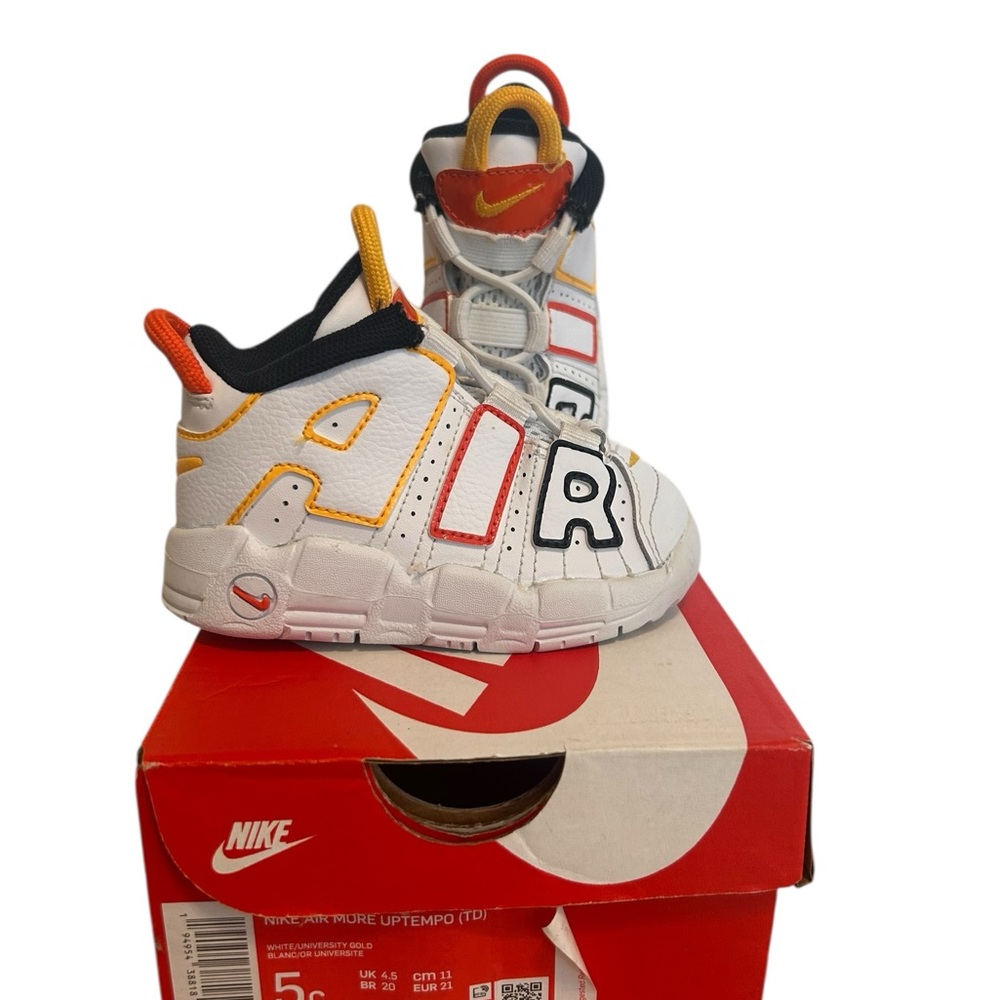 Nike Kids Air More Uptempo Sneakers - White, Red, Black, Orange